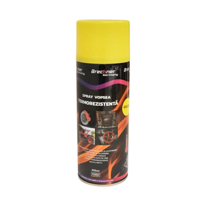 Spray vopsea acrilic termorezistent la 400 grade galben 450ml Breckner Germany