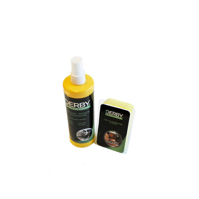 Ulei siliconic parfumat pentru bord New Car 300 ml + burete DERBY SKU00057-5