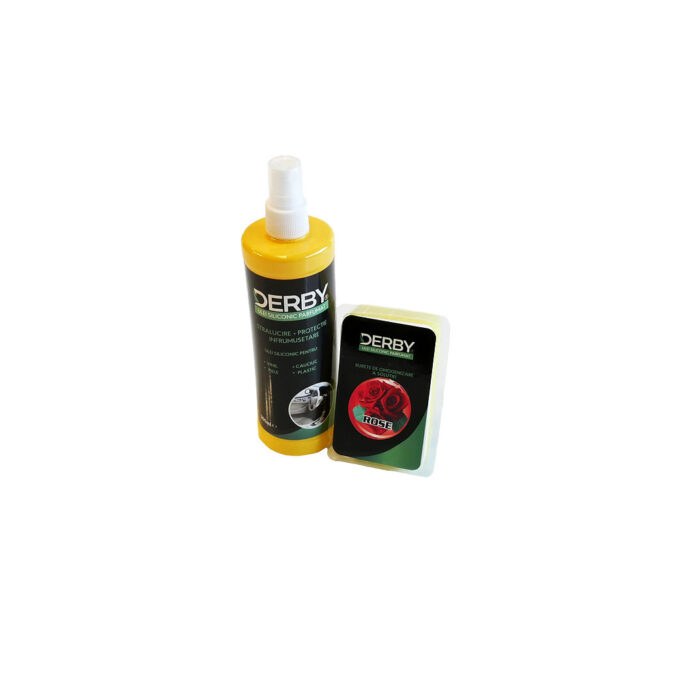 Ulei siliconic parfumat pentru bord Trandafir 300 ml + burete DERBY SKU00057-8